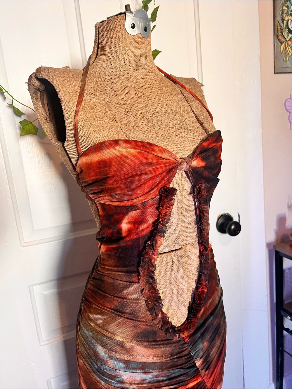 Outcast Rocco Serpent Tie-Dye Cutout Bodycon Dress